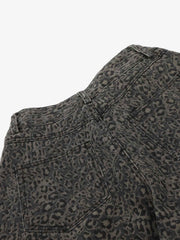 Leopard Pleated Wide Leg Denim Barrel Jeans 