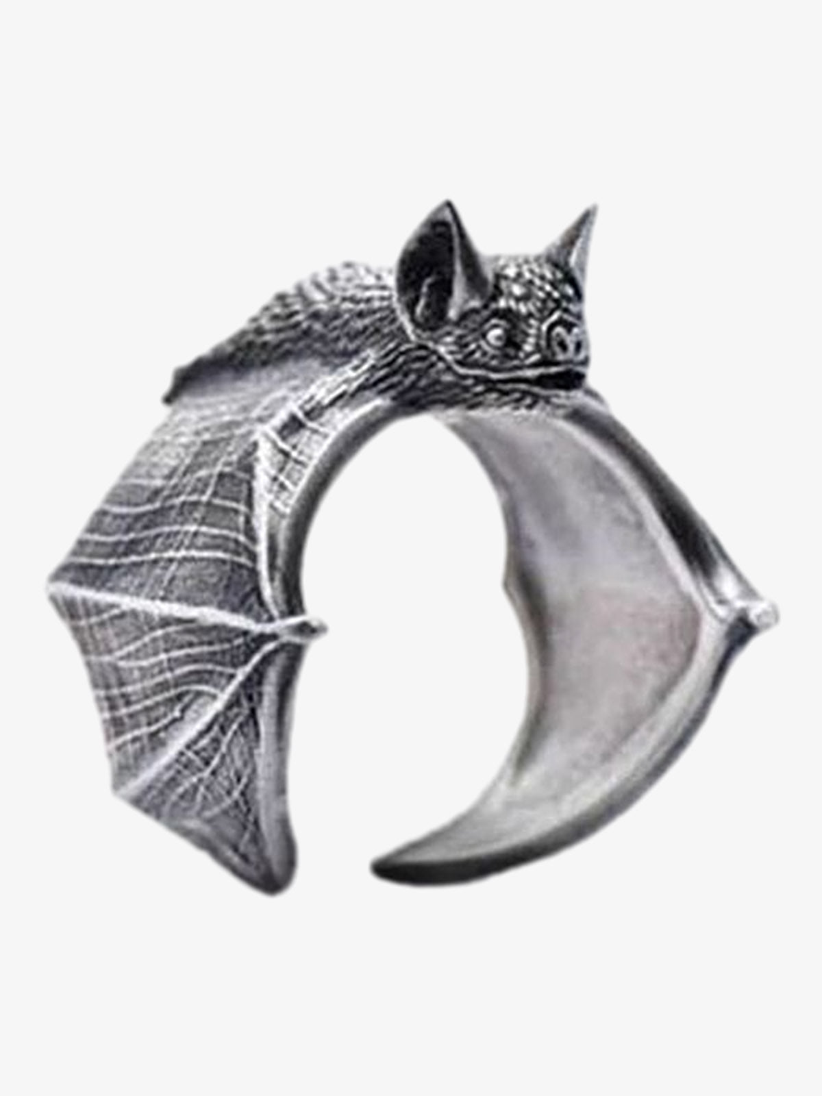 Sterling Silver Bat Animal Ring Gothic Punk Statement Jewelry for Men and Women 