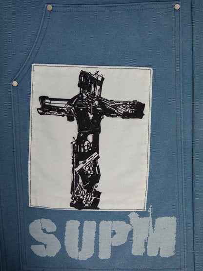 Supermade Multi-Element Appliqué Patchwork Denim Suit 