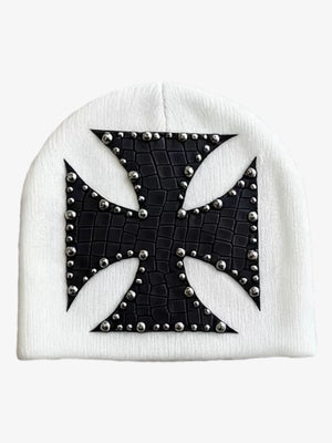 Camouflage Cross Studded Dome Knit Hat