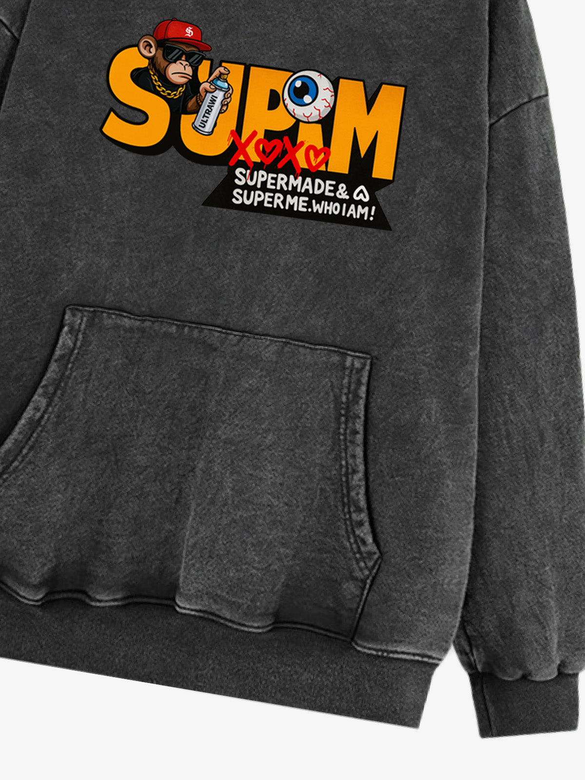 Supermade Hip-hop Monkey Graffiti Hooded Sweatshirt 