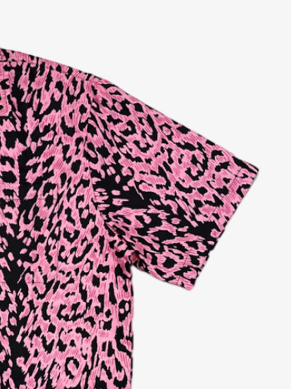 Cyber Punk Leopard Print Camp Collar Boxy Shirt 