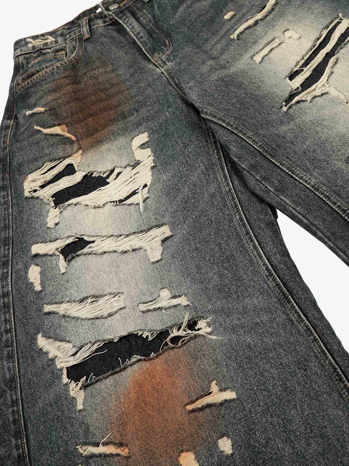 Distressed Ripped Detail Baggy Jeans