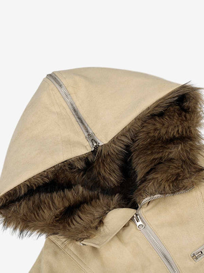 Stylish Hooded Jacket with Faux Fur Trim for Men and Women - Perfect for Casual Outfits 