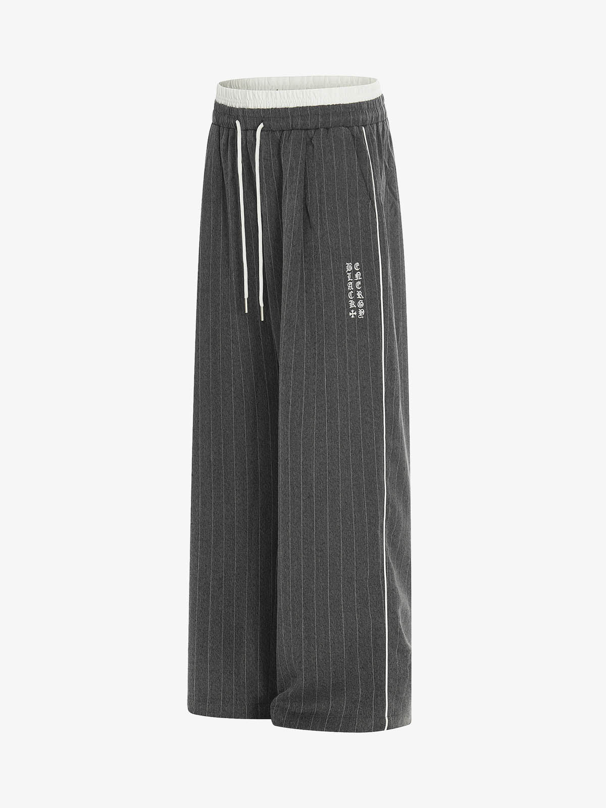 Pinstripe Elastic Waist Wide Leg Pants