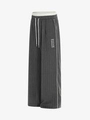 Pinstripe Elastic Waist Wide Leg Pants 
