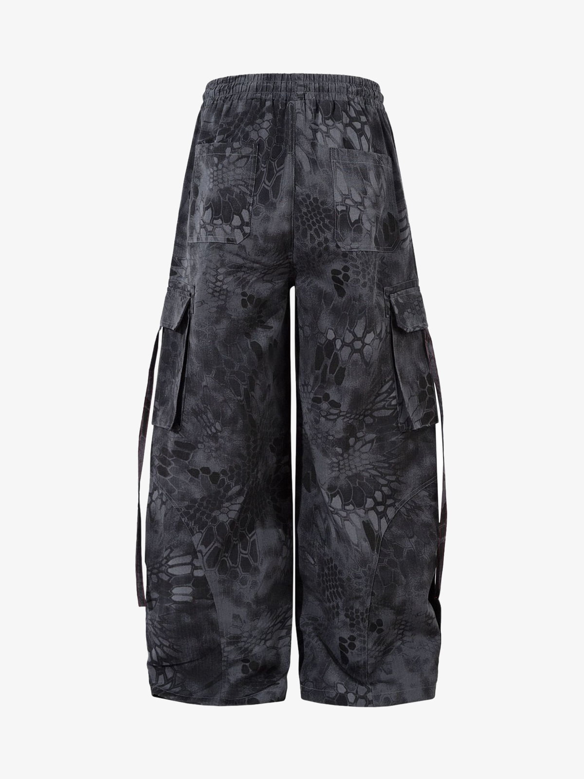 Camouflage Cargo Culottes with Adjustable Drawstring and Side Slits 