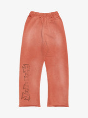 Graffiti Printed Washed And Aged Straight-leg Sweatpants