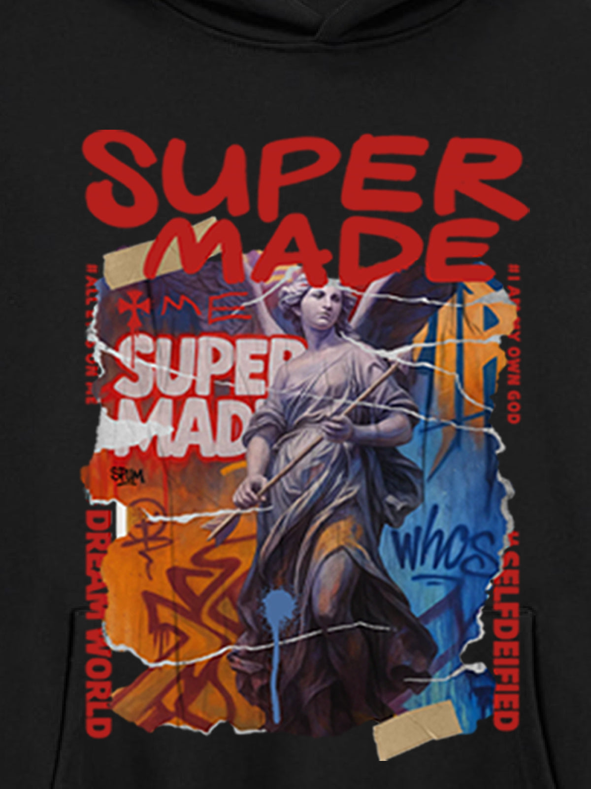 Street Araffiti Cllage Sculpture Hooded Sweatshirt 