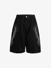 Embroidered Multi-Pocket Cargo Capri Pants