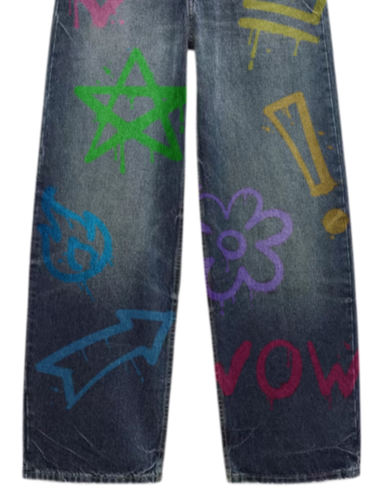 Vintage Graffiti Art Denim Jeans 