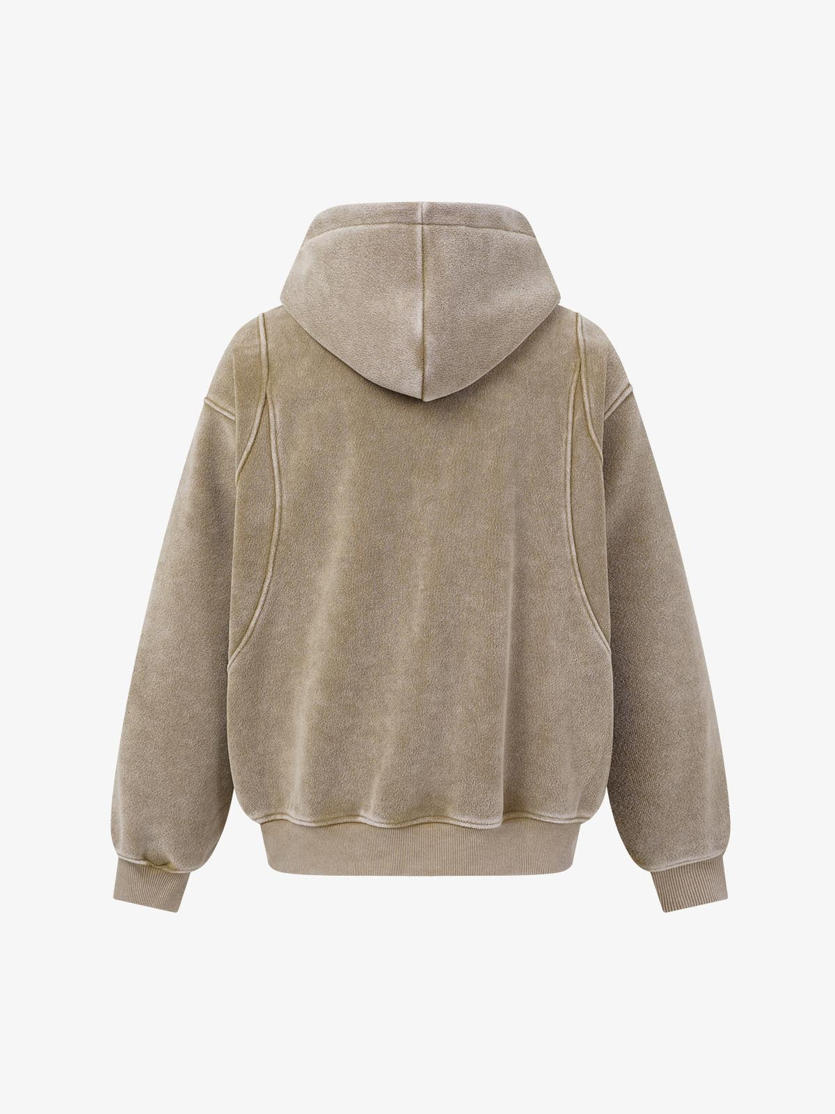 Oversized-Zip Fleece-Lined Hoodie