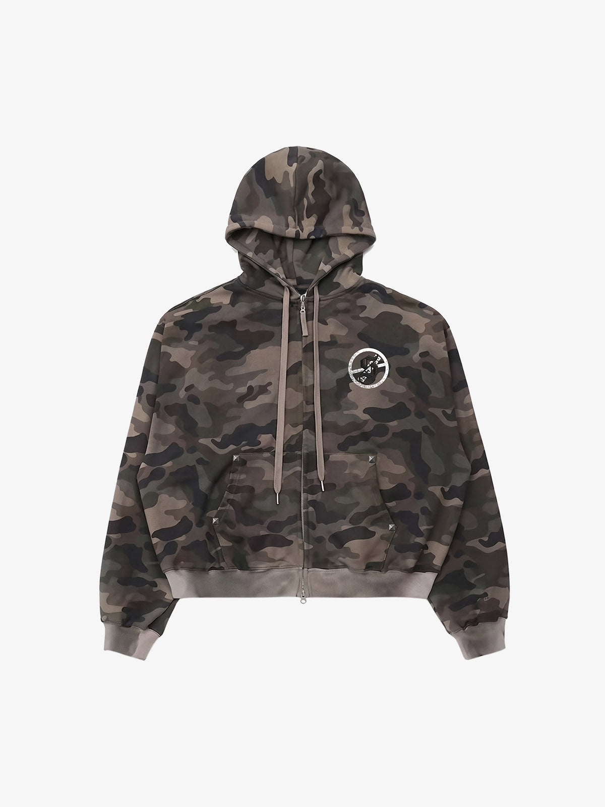 "Goodbye World" Earth Print Studded Hoodie