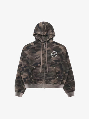 "Goodbye World" Earth Print Studded Hoodie