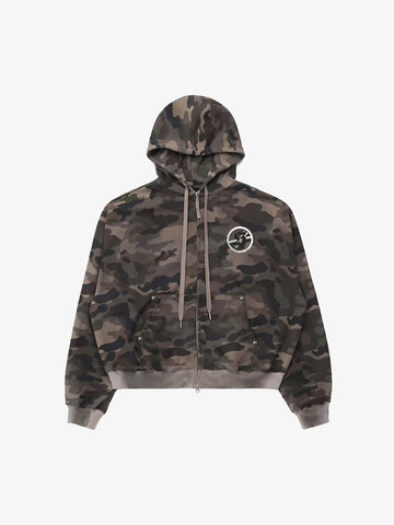 "Goodbye World" Earth Print Studded Hoodie