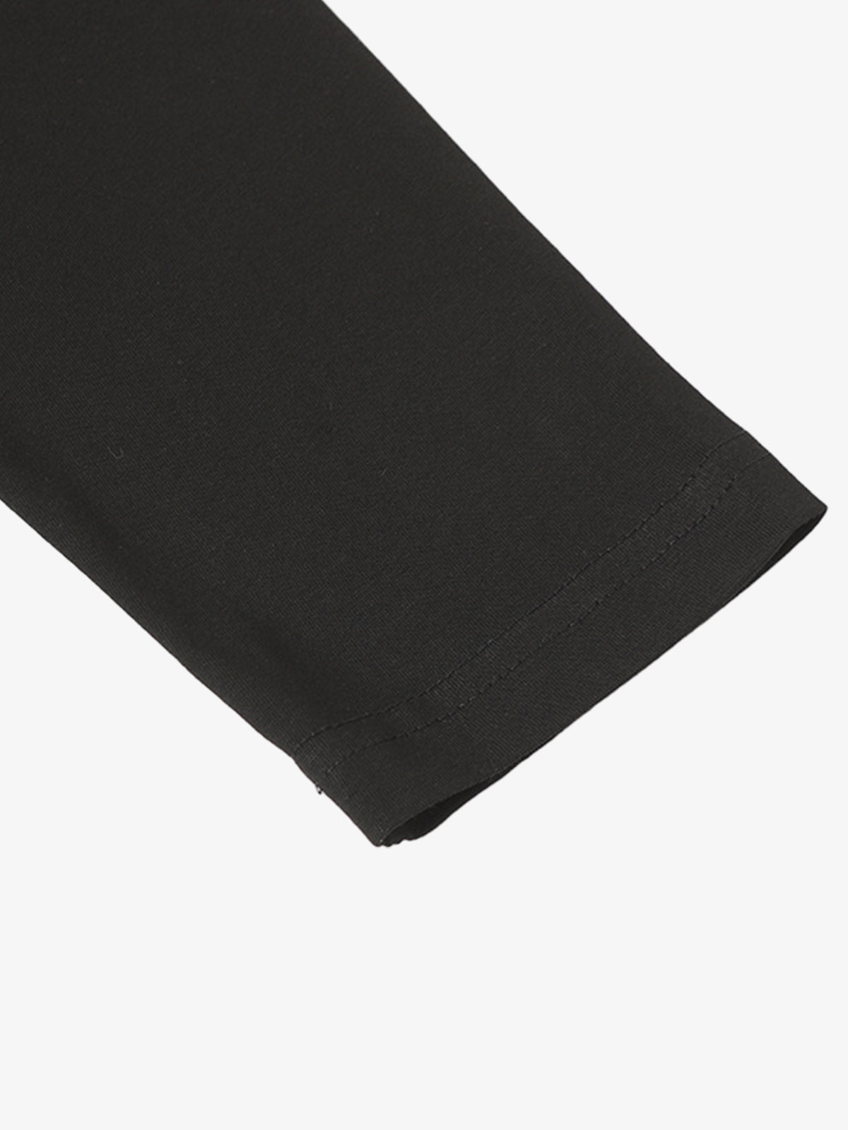 Black Long Sleeve T-Shirt with Plaid Shoulder Patch - Stylish and Versatile Top for Casual Wear 