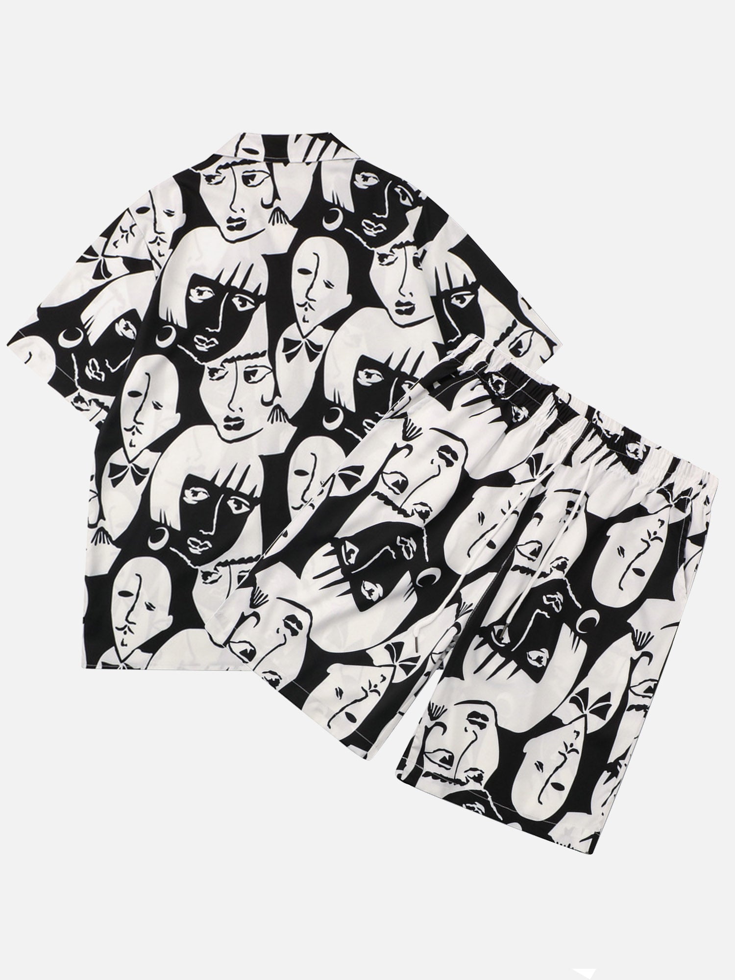 Creative Design Multi-face All-over Printing Shirt Short Set