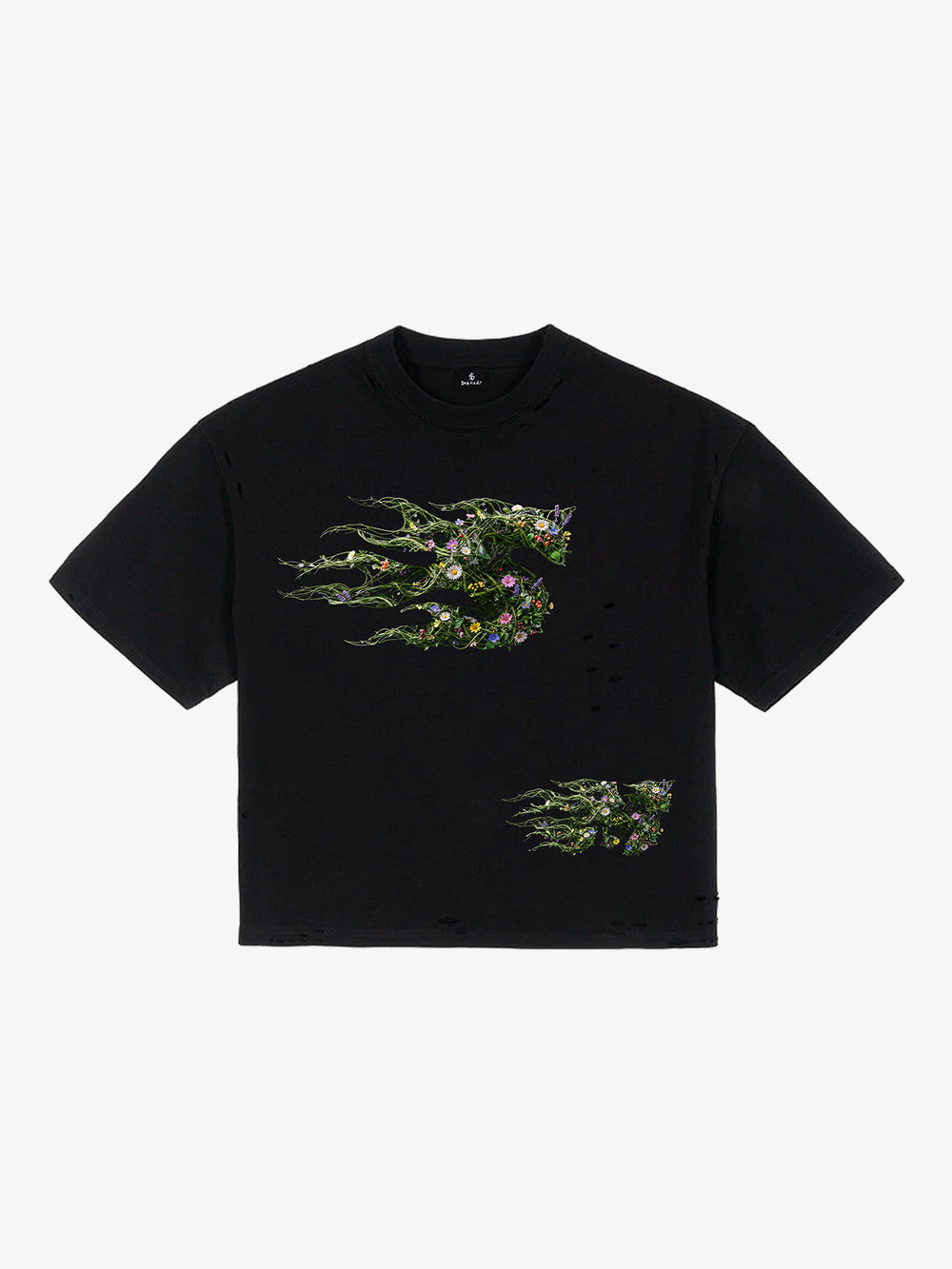 Distressed Abstract Floral Graphic Street T-Shirt 