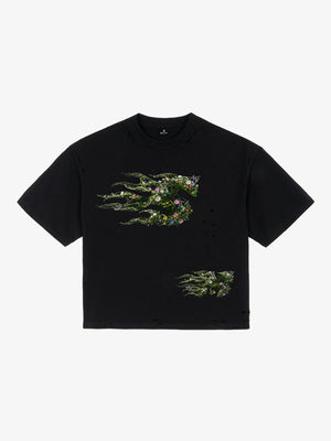 Distressed Abstract Floral Graphic Street T-Shirt