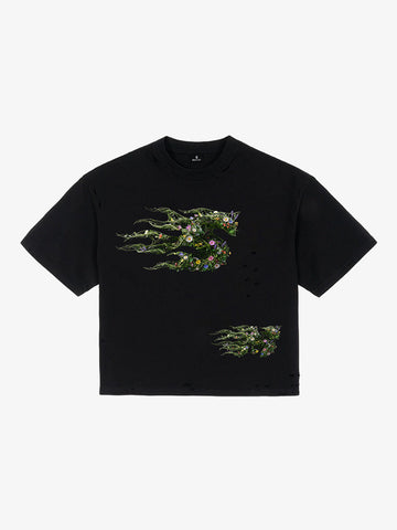 Distressed Abstract Floral Graphic Street T-Shirt