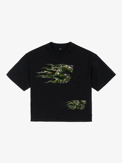 Distressed Abstract Floral Graphic Street T-Shirt