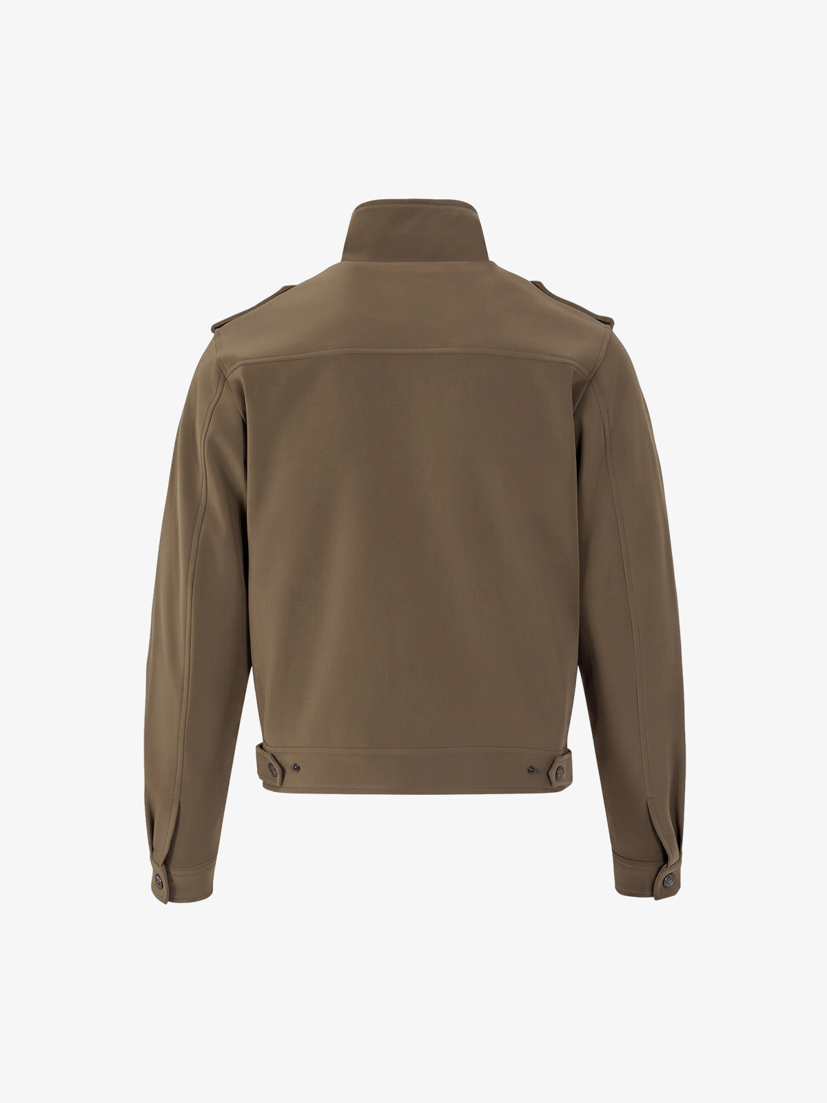 Double-Row Metal-Button Stand-Collar Faux Leather Jacket