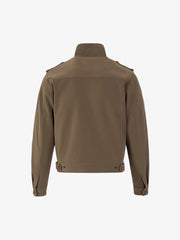 Double-Row Metal-Button Stand-Collar Faux Leather Jacket