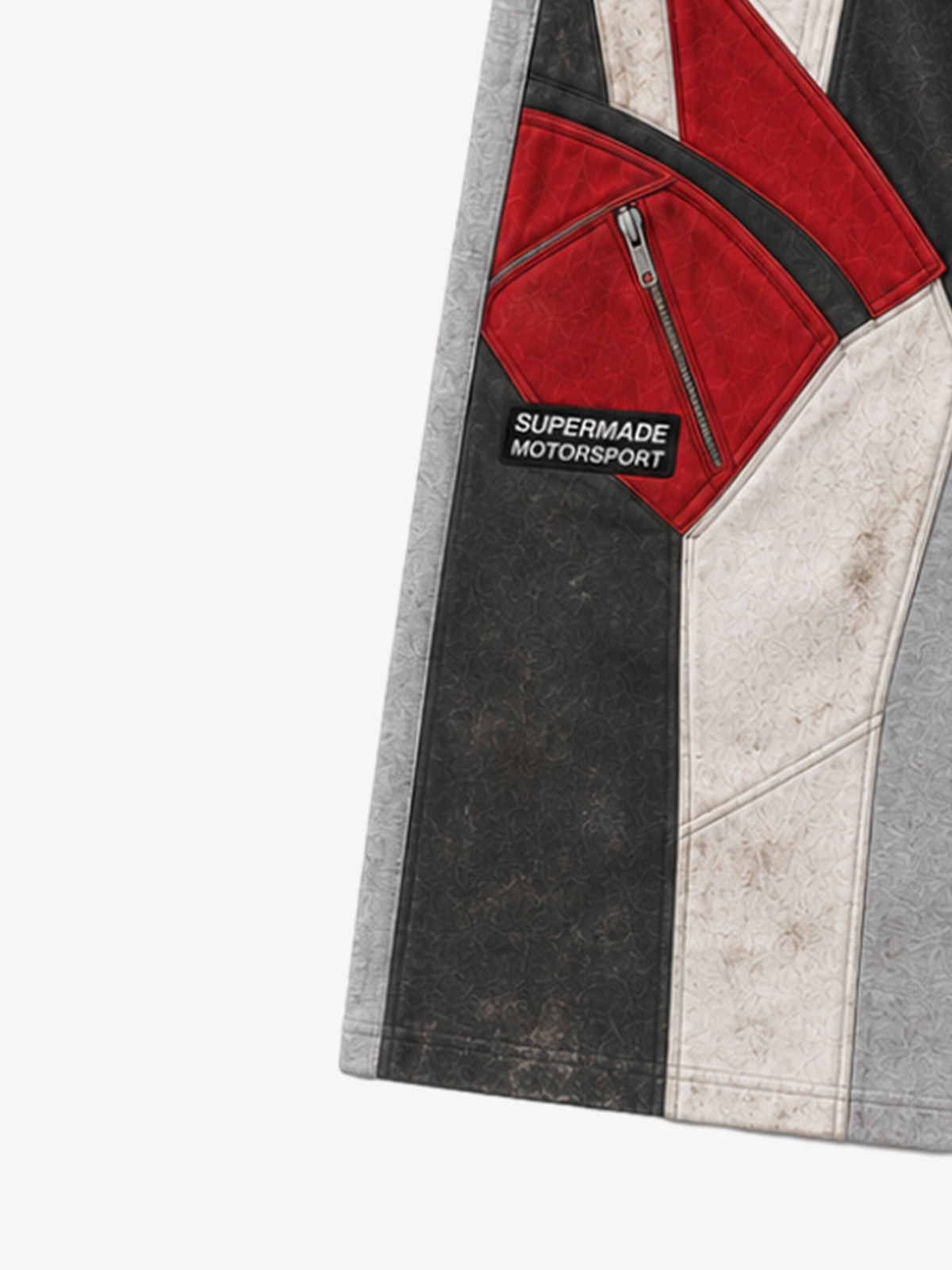 3D Biker Graphic Washed Distressed Wide-Leg Sweatpants