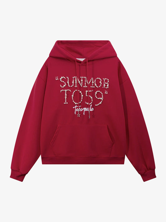 Street Beaded Loose Hoodie 