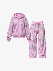 Spiderweb Graphic Full-Zip Hoodie & Sweatpants Set