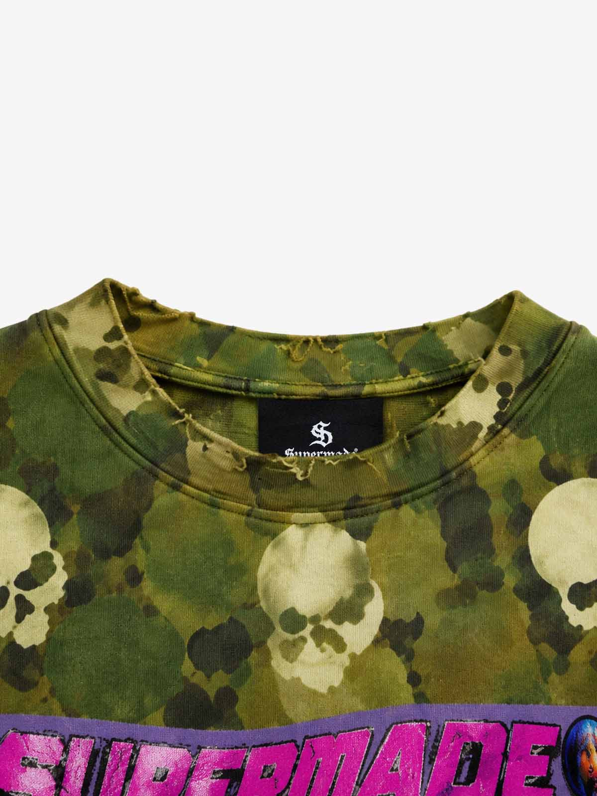 Skull Camo Racing Graphic Boxy Long Sleeve Tee