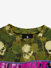 Skull Camo Racing Graphic Boxy Long Sleeve Tee