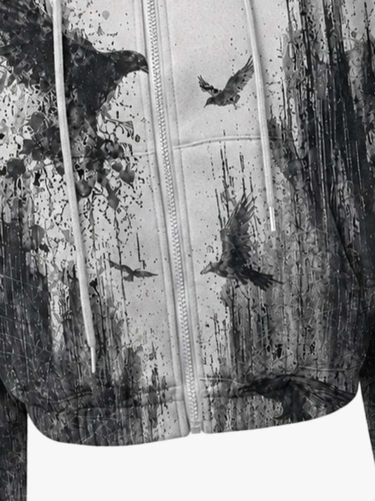 American Retro Y2K Graphic Zip-Up Hoodie