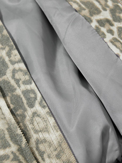 Vintage Leopard Print Bomber Jacket 