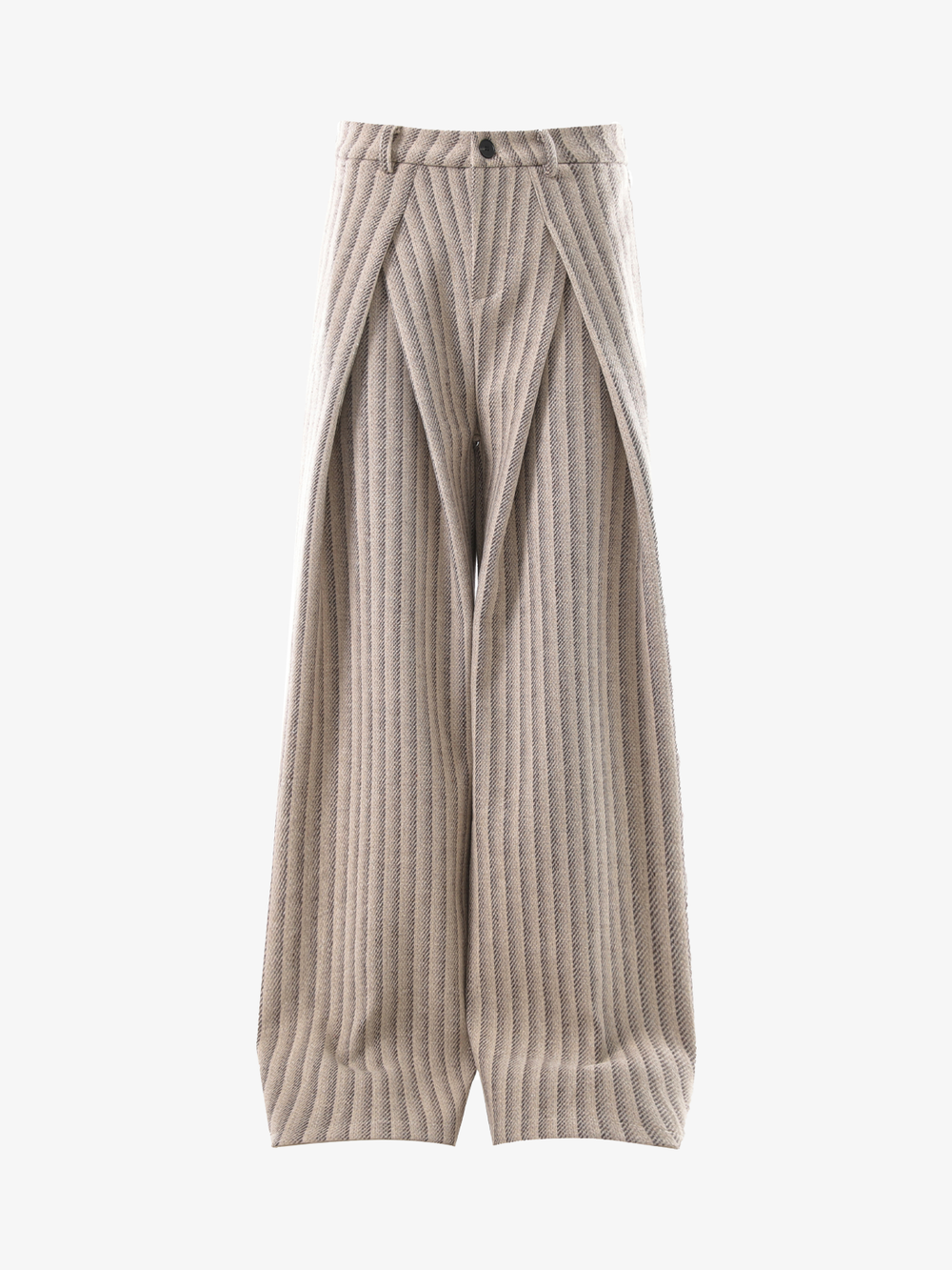 Deep-Pleat Striped Wide-Leg Trousers