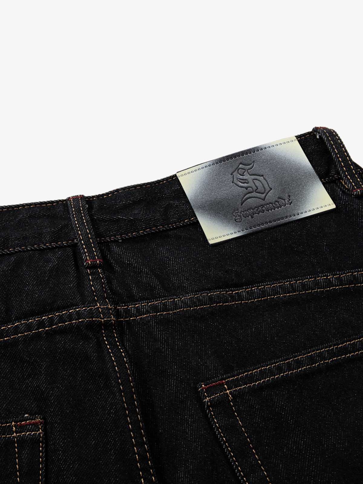 Dark Gothic Graphic Wide-Leg Jeans 