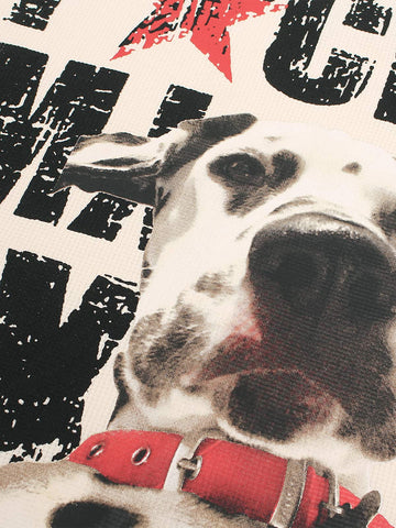 Distressed Text Dog Graphic T-Shirt 