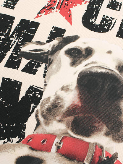 Cotton Oversized Graphic T-Shirt with Dog Print and Bold Text Design 