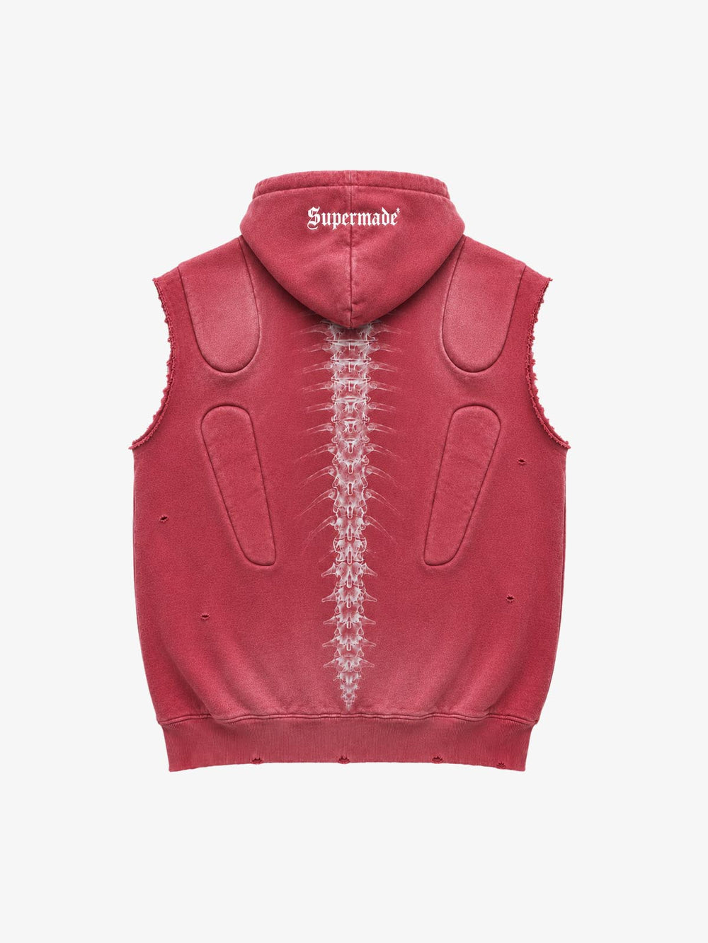 Skull Graphic Padded Distressed Hoodie