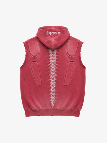 Skull Graphic Padded Distressed Hoodie