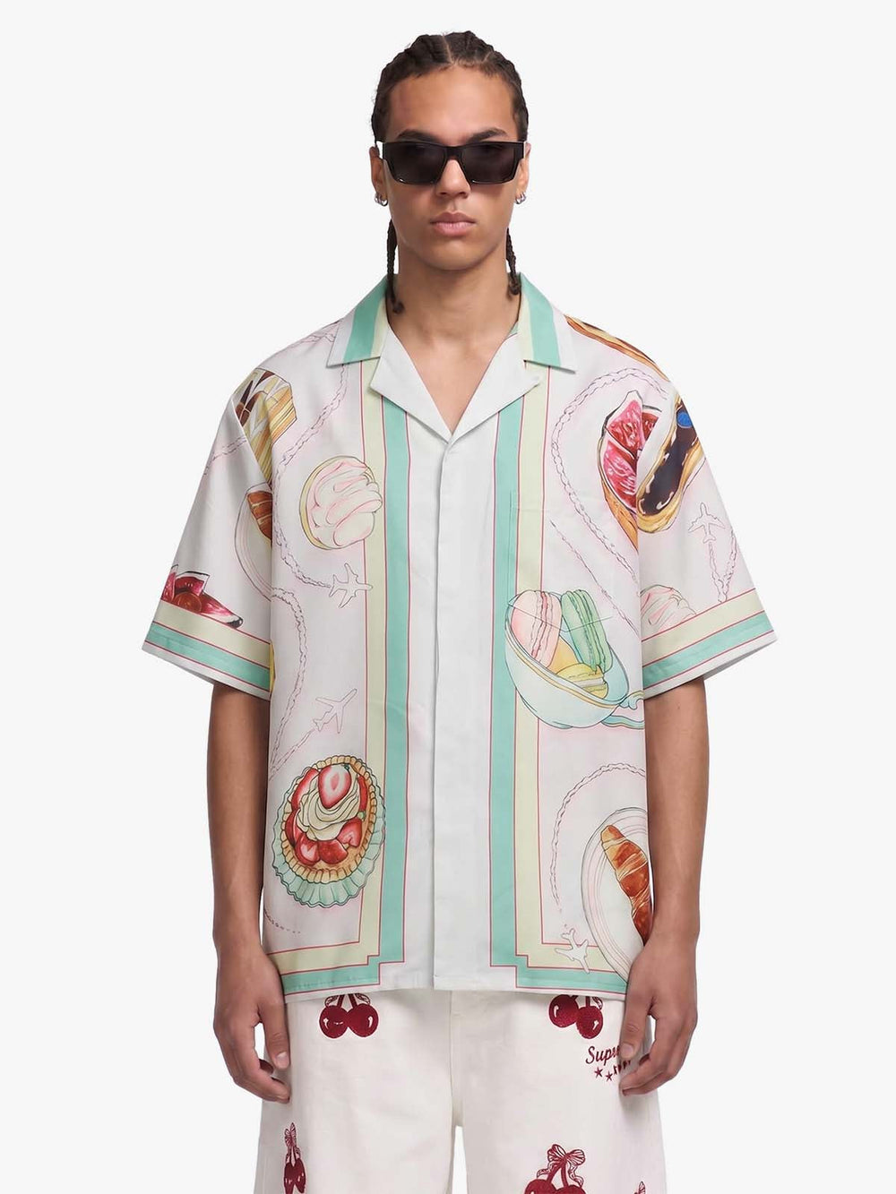Vintage Macaron Color-Block Camp Collar Boxy Shirt 
