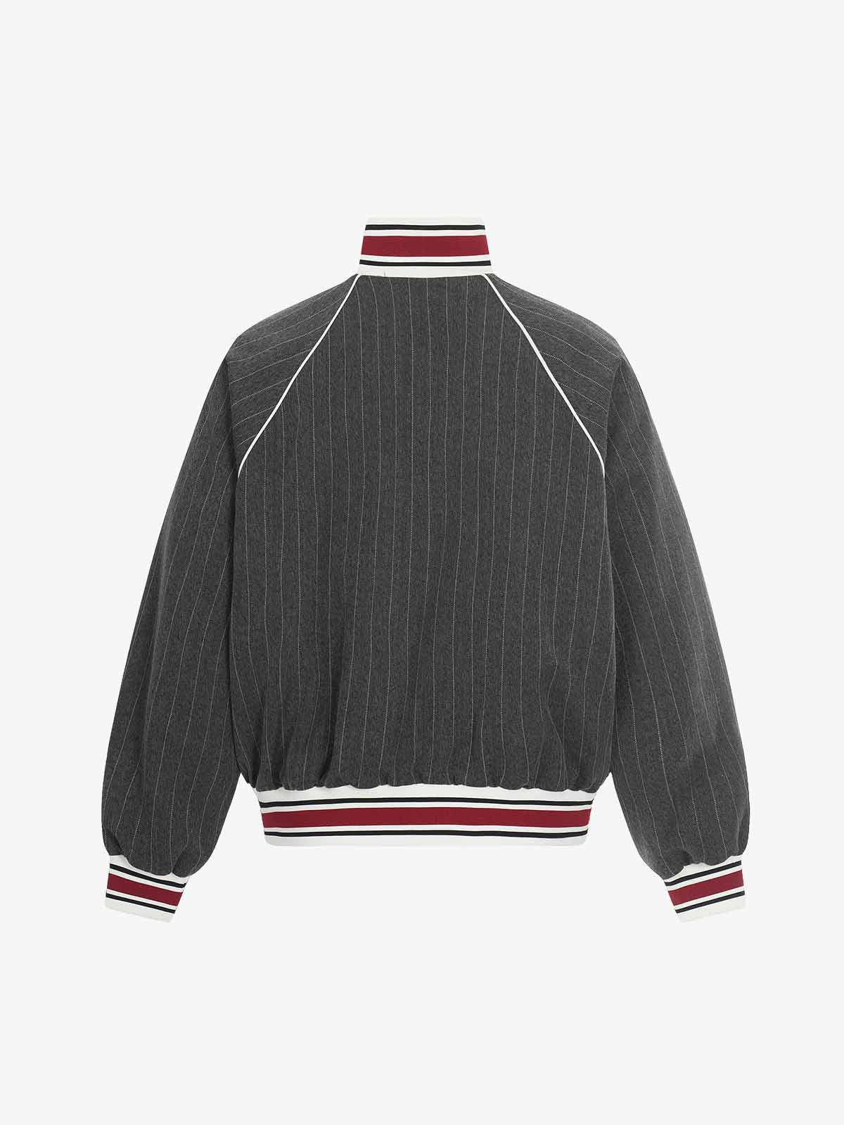 Retro Color-Blocked Striped Stand-Collar Tracksuit 
