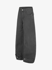 Studded Belt Curved-Leg Jeans