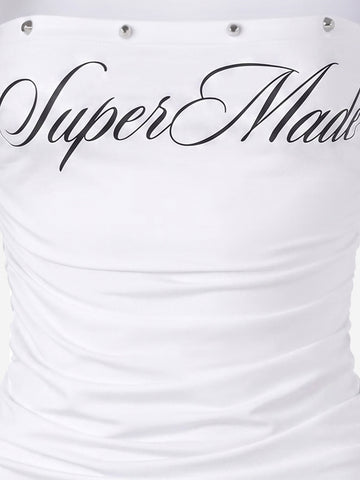 Letter Graphic Square Neck Vest