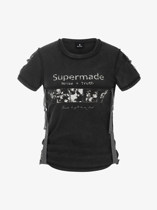 Utility Strap Detail Graphic Short Sleeve T-Shirt 