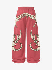 Scorpion Skeleton Terry Embroidered Wide-Leg Sweatpants