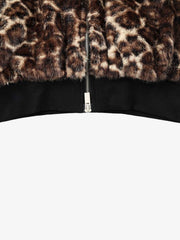 Leopard Plush Patchwork Hoodie & Wide-Leg Sweatpants Set