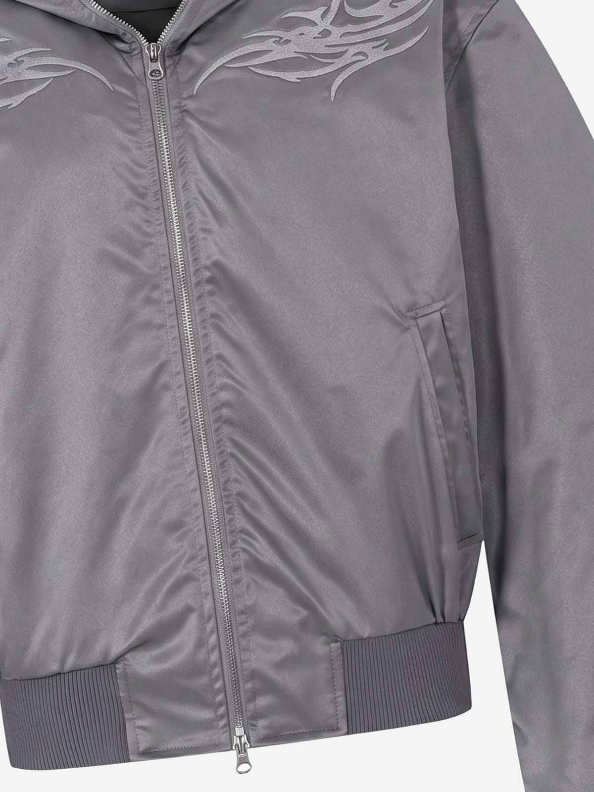 Embroidered Quilted Hooded Windbreaker Jacket