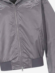 Embroidered Quilted Hooded Windbreaker Jacket