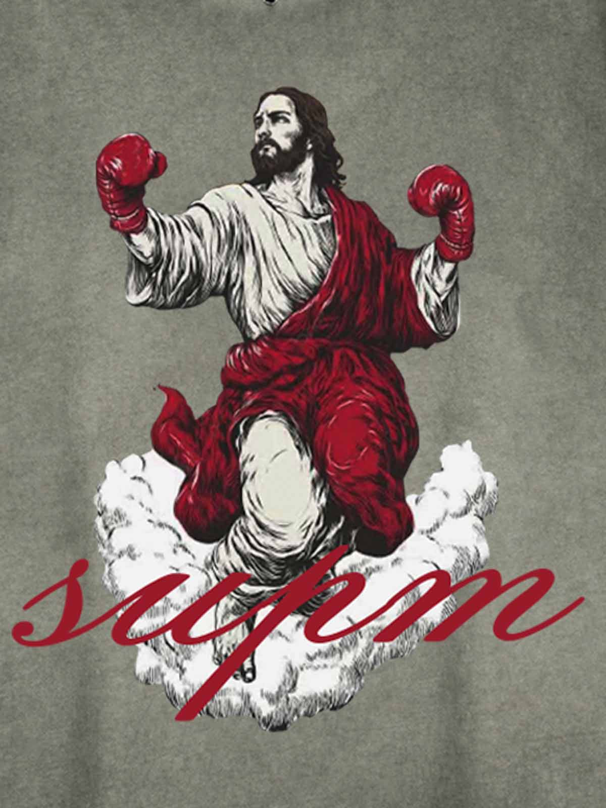Canotta con grafica di Gesù che fa boxe